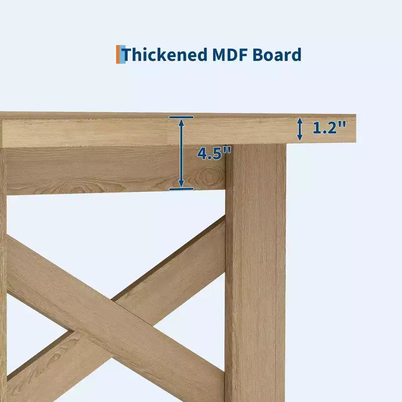 Tavolo da pranzo rustico da 180 cm per 6-8 persone – Grande tavolo da cucina rettangolare in legno