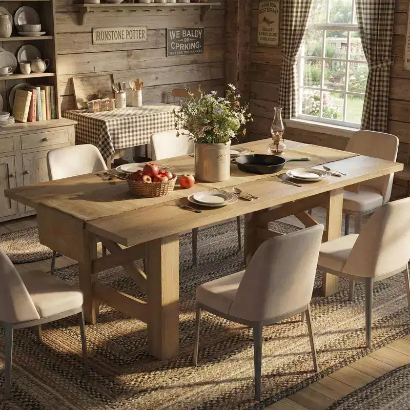 Tavolo da pranzo rustico da 180 cm per 6-8 persone – Grande tavolo da cucina rettangolare in legno