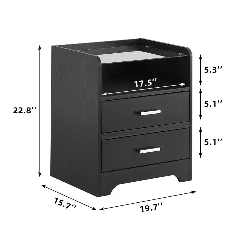 Comodino a LED con piano in vetro – Tavolino da camera piccolo con luci a LED