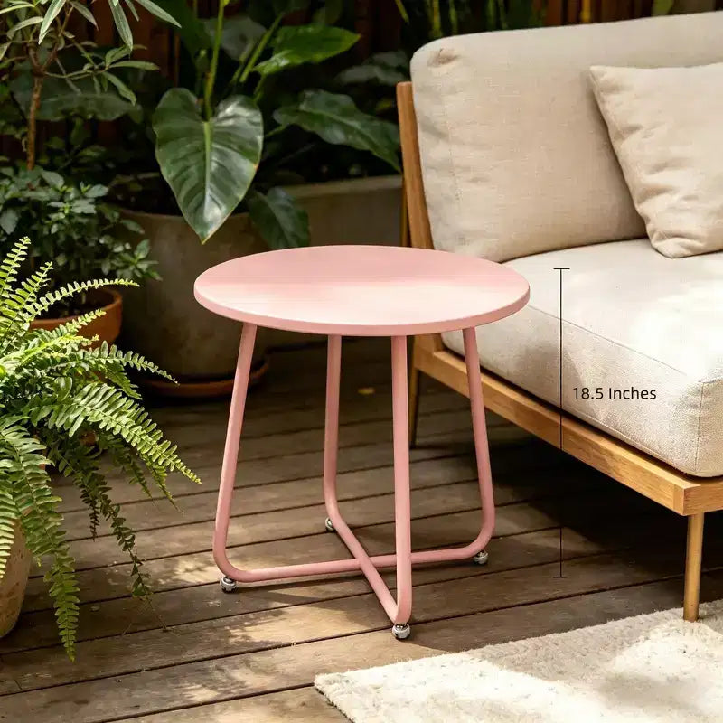 Tavolino rotondo in metallo da 18" – Tavolino da esterno resistente alle intemperie per patio e balcone