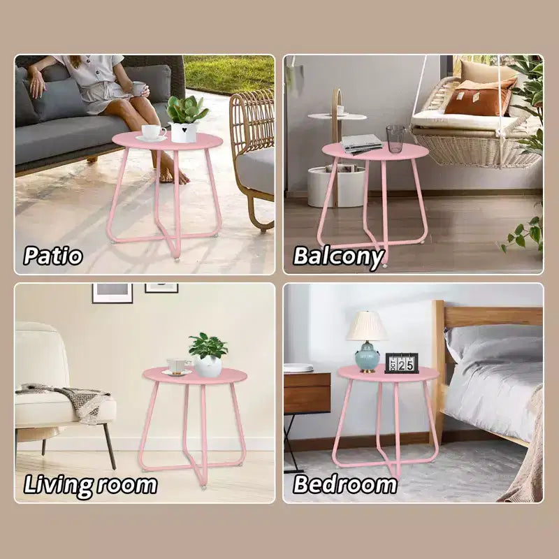 Tavolino rotondo in metallo da 18" – Tavolino da esterno resistente alle intemperie per patio e balcone