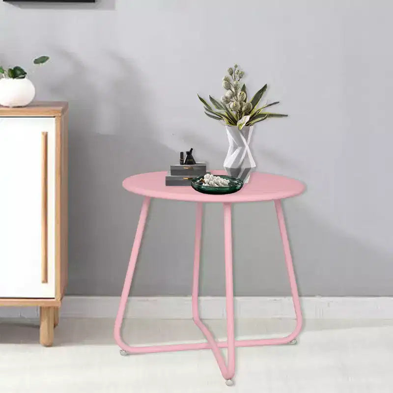Tavolino rotondo in metallo da 18" – Tavolino da esterno resistente alle intemperie per patio e balcone
