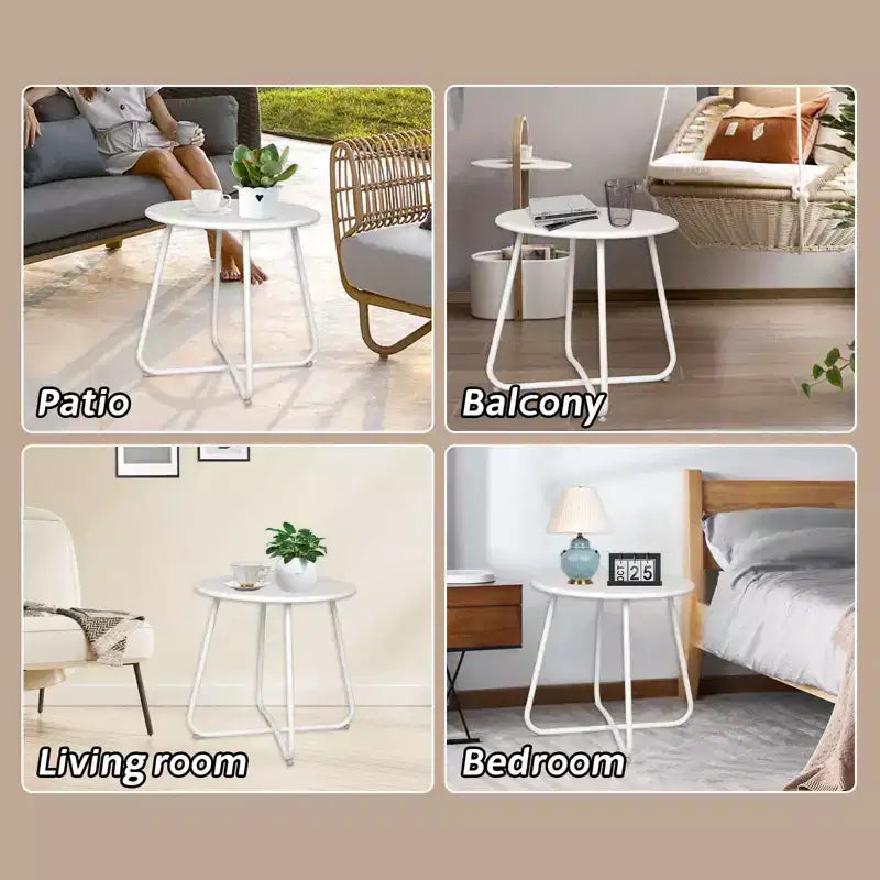 Tavolino rotondo in metallo da 18" – Tavolino da esterno resistente alle intemperie per patio e balcone
