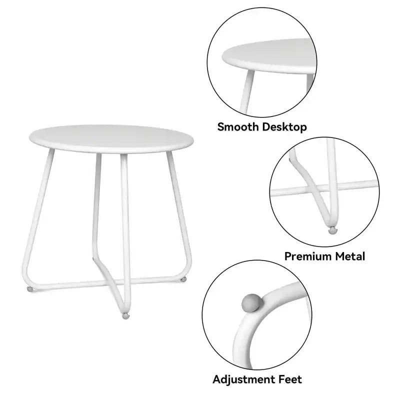 Tavolino rotondo in metallo da 18" – Tavolino da esterno resistente alle intemperie per patio e balcone