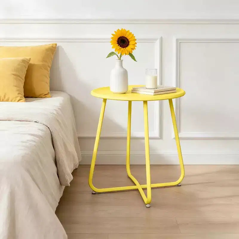 Tavolino rotondo in metallo da 18" – Tavolino da esterno resistente alle intemperie per patio e balcone