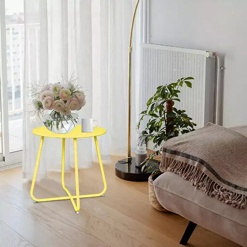 Tavolino rotondo in metallo da 18" – Tavolino da esterno resistente alle intemperie per patio e balcone