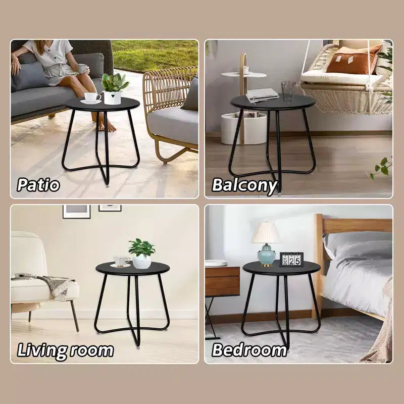 Tavolino rotondo in metallo da 18" – Tavolino da esterno resistente alle intemperie per patio e balcone
