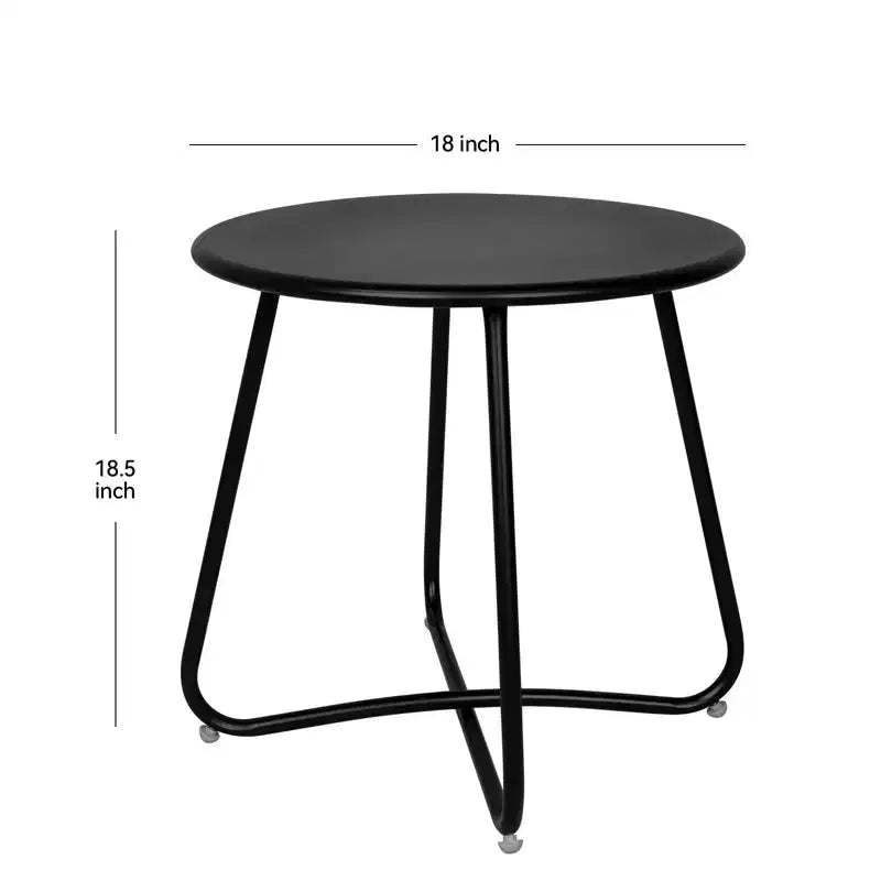 Tavolino rotondo in metallo da 18" – Tavolino da esterno resistente alle intemperie per patio e balcone