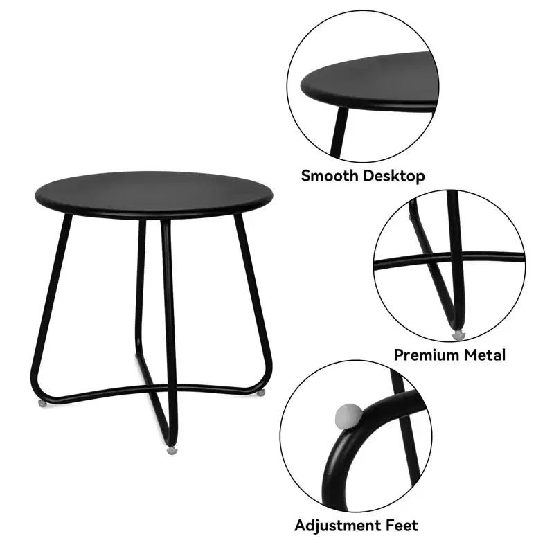 Tavolino rotondo in metallo da 18" – Tavolino da esterno resistente alle intemperie per patio e balcone