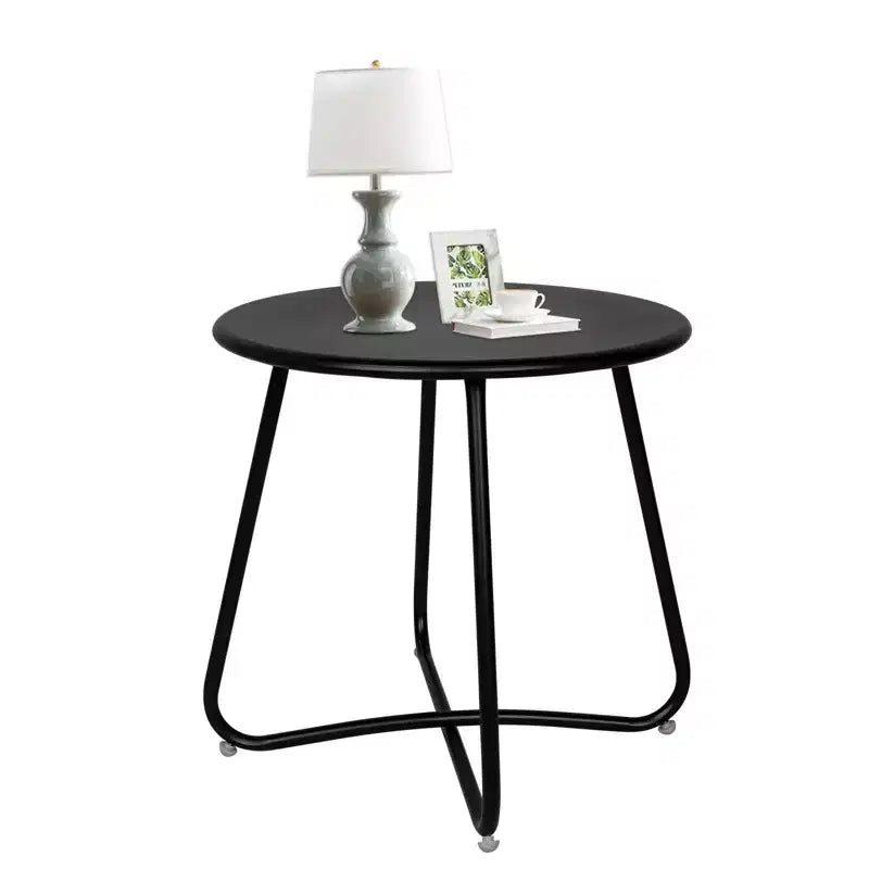 Tavolino rotondo in metallo da 18" – Tavolino da esterno resistente alle intemperie per patio e balcone