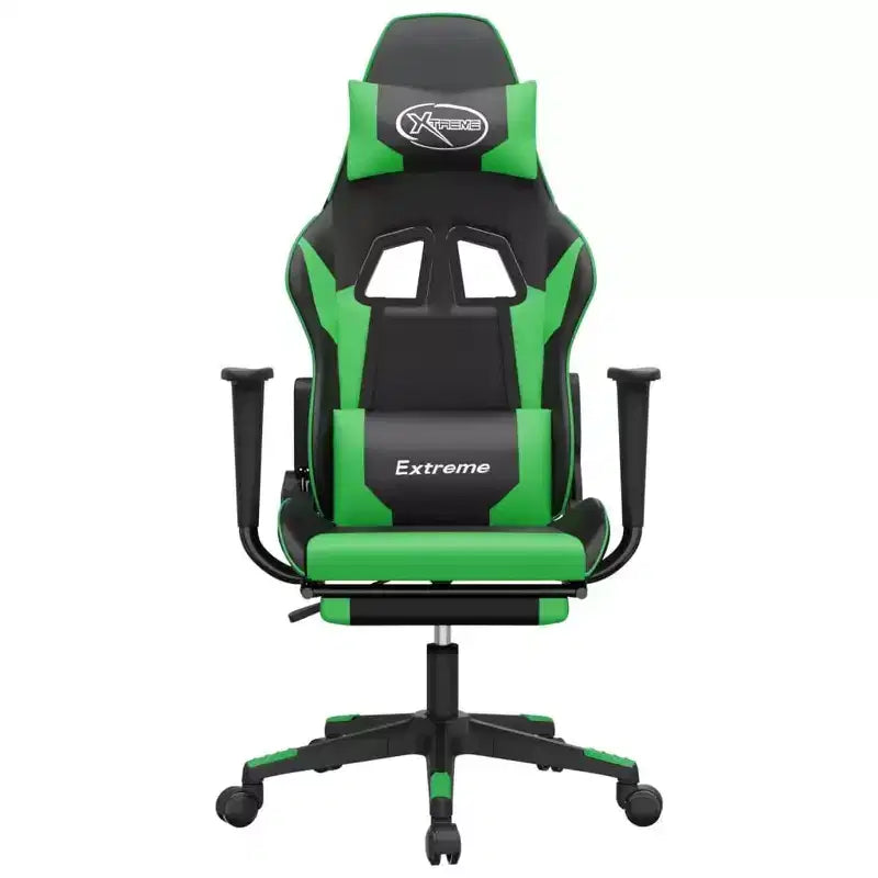 Sedia da gaming – Ecopelle nera e verde con altezza e reclinazione regolabili