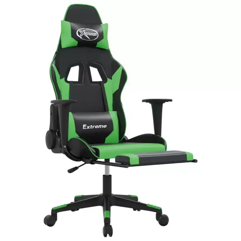 Sedia da gaming – Ecopelle nera e verde con altezza e reclinazione regolabili
