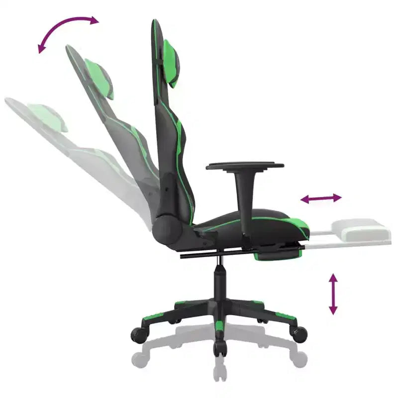 Sedia da gaming – Ecopelle nera e verde con altezza e reclinazione regolabili