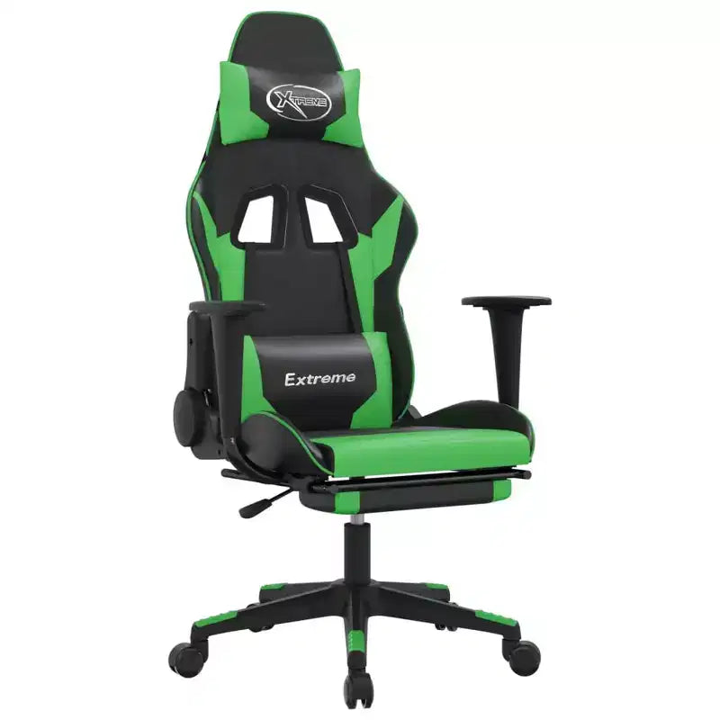 Sedia da gaming – Ecopelle nera e verde con altezza e reclinazione regolabili