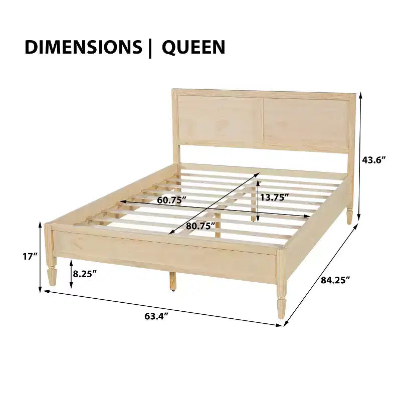 Struttura letto moderna in legno con testiera a pannelli – Queen e King