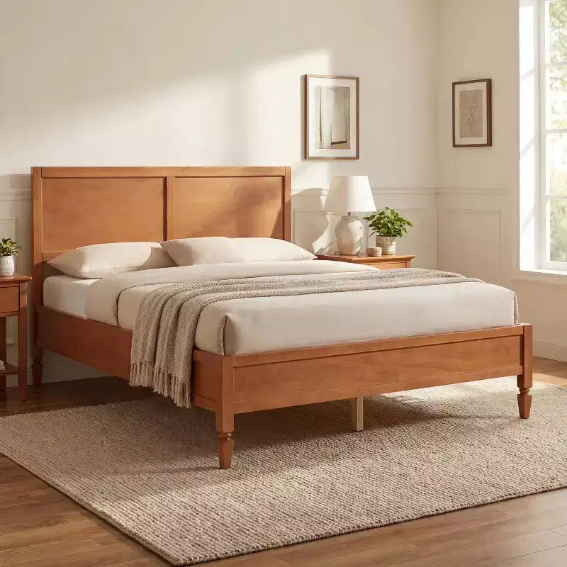 Struttura letto moderna in legno con testiera a pannelli – Queen e King