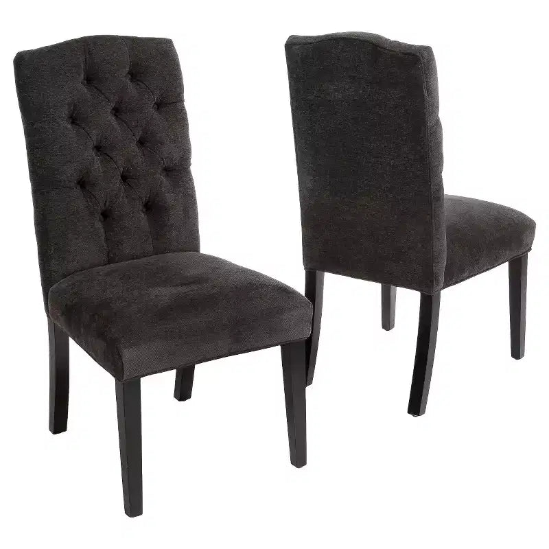 Set di 2 sedie da pranzo con schienale a corona – Sedie da pranzo con struttura in legno imbottita e rivestita