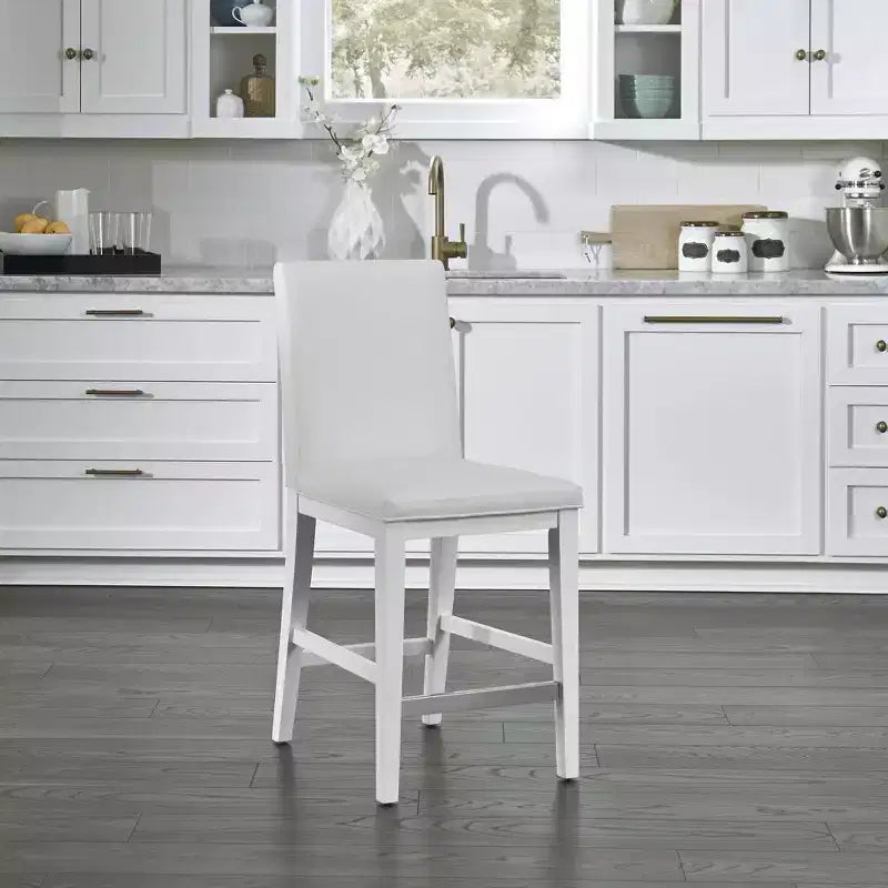 Sgabello da bar altezza bancone Linear – Sgabello da cucina con struttura in metallo bianco