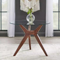 Tavolo da pranzo rotondo da 96,5 cm in vetro temperato – Base moderna mid-century in noce