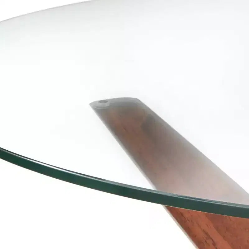 Tavolo da pranzo rotondo da 96,5 cm in vetro temperato – Base moderna mid-century in noce
