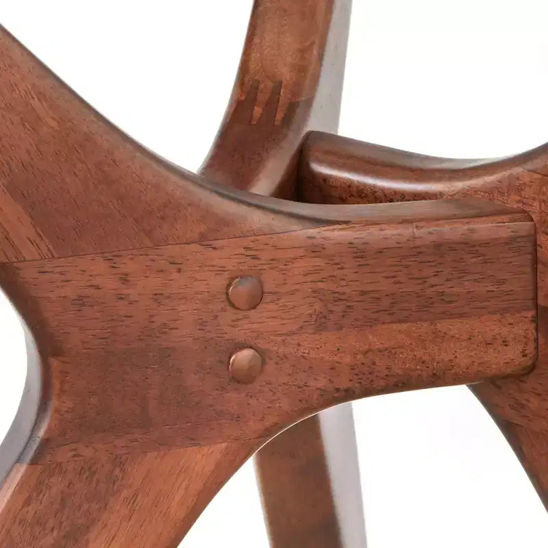Tavolo da pranzo rotondo da 96,5 cm in vetro temperato – Base moderna mid-century in noce