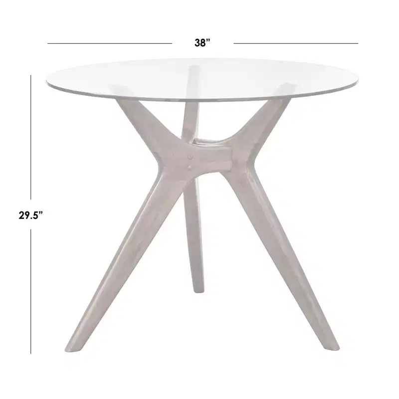 Tavolo da pranzo rotondo da 96,5 cm in vetro temperato – Base moderna mid-century in noce