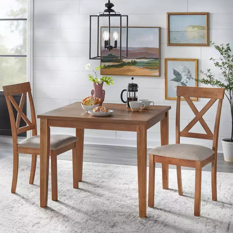 Tavolo da pranzo quadrato da 36" – Stile transizionale beige per piccoli spazi