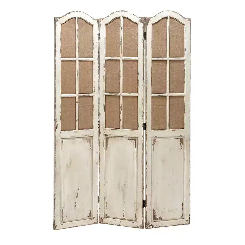 Farmhouse Wood Room Divider Screen Beige - Olivia & May