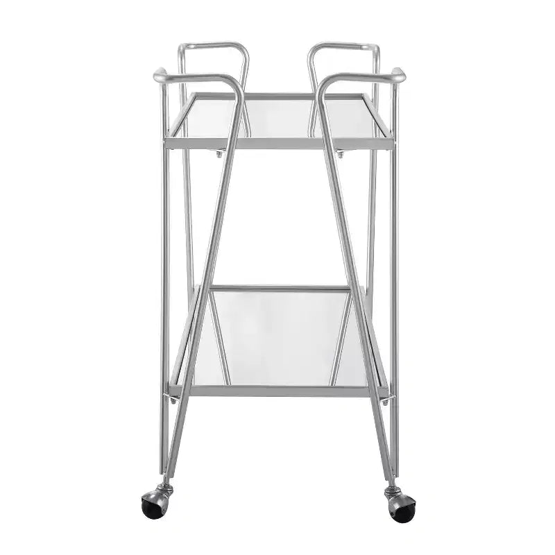 Carrello Bar Moderno di Metà Secolo – Carrello Portabevande con Ruote, Portabottiglie e Ripiani