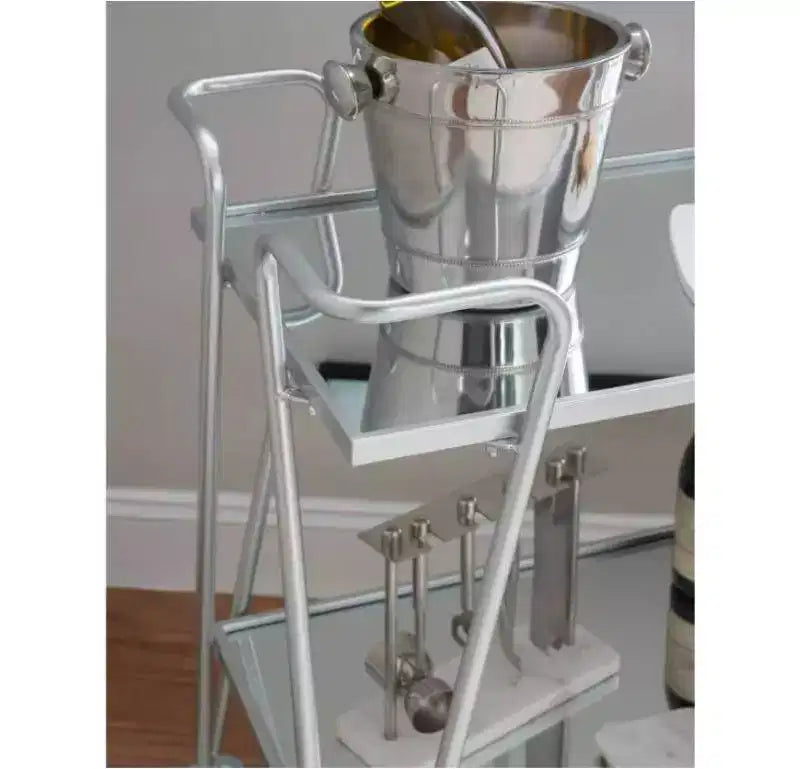 Carrello Bar Moderno di Metà Secolo – Carrello Portabevande con Ruote, Portabottiglie e Ripiani