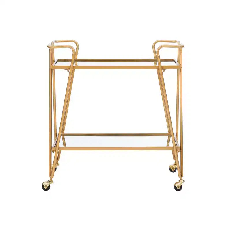 Carrello Bar Moderno di Metà Secolo – Carrello Portabevande con Ruote, Portabottiglie e Ripiani