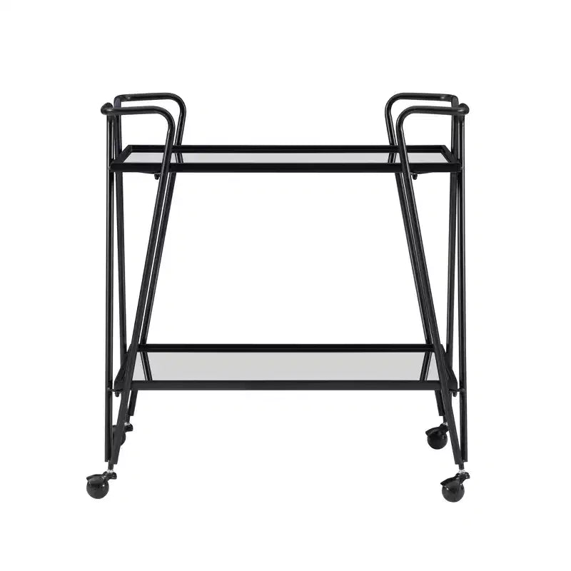 Carrello Bar Moderno di Metà Secolo – Carrello Portabevande con Ruote, Portabottiglie e Ripiani
