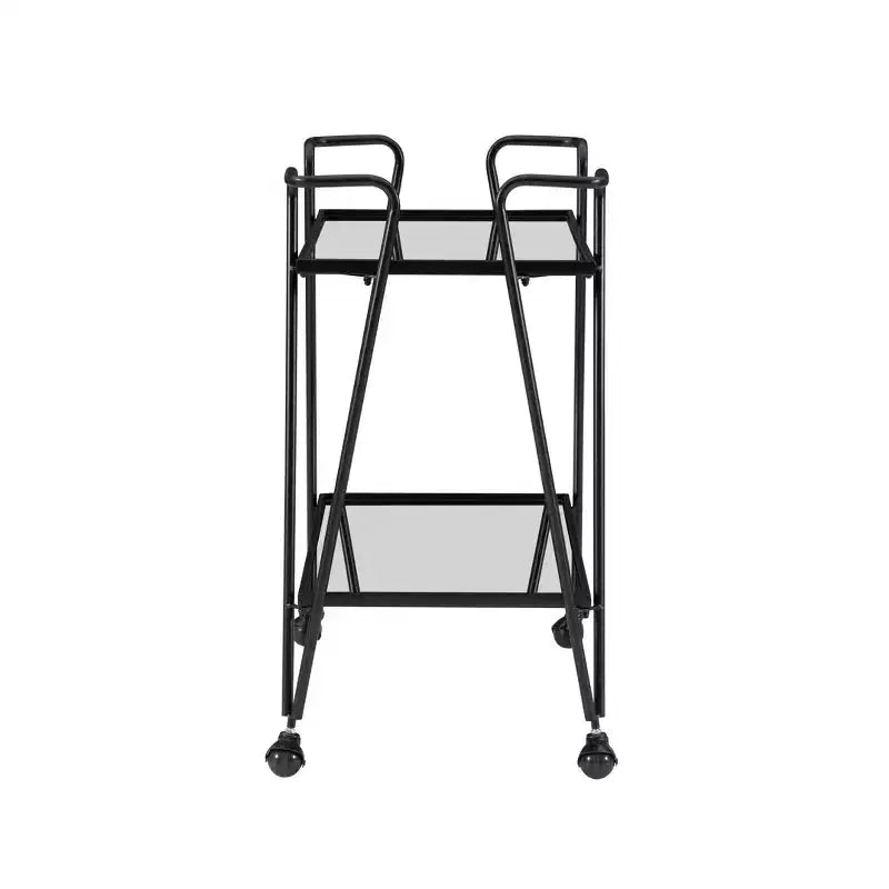 Carrello Bar Moderno di Metà Secolo – Carrello Portabevande con Ruote, Portabottiglie e Ripiani