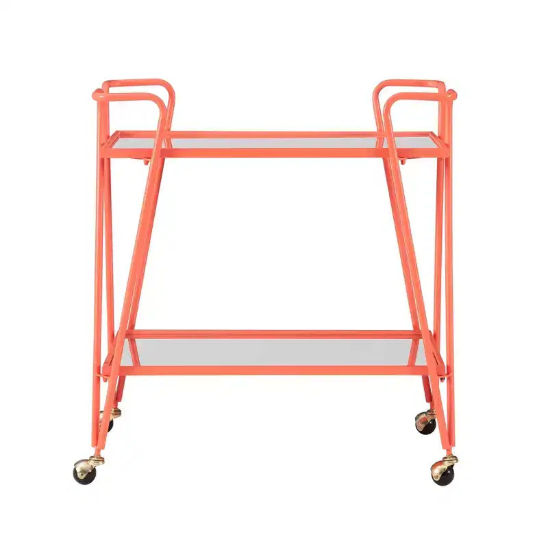 Carrello Bar Moderno di Metà Secolo – Carrello Portabevande con Ruote, Portabottiglie e Ripiani