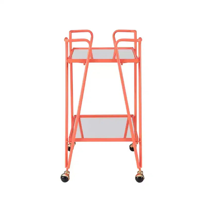 Carrello Bar Moderno di Metà Secolo – Carrello Portabevande con Ruote, Portabottiglie e Ripiani