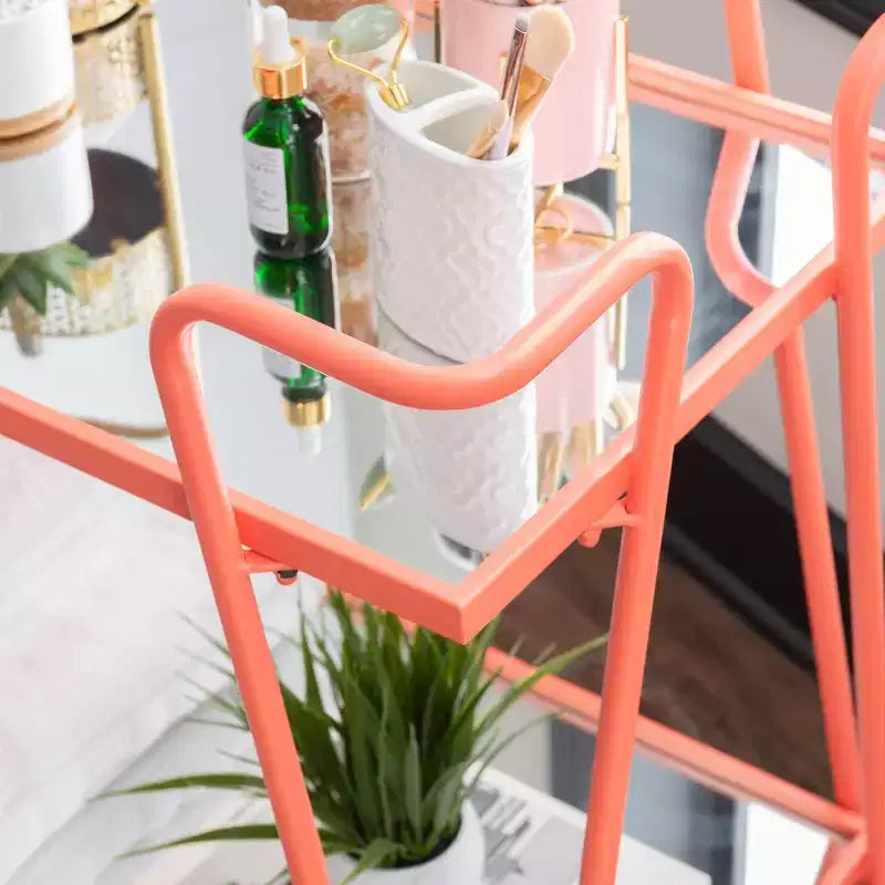 Carrello Bar Moderno di Metà Secolo – Carrello Portabevande con Ruote, Portabottiglie e Ripiani