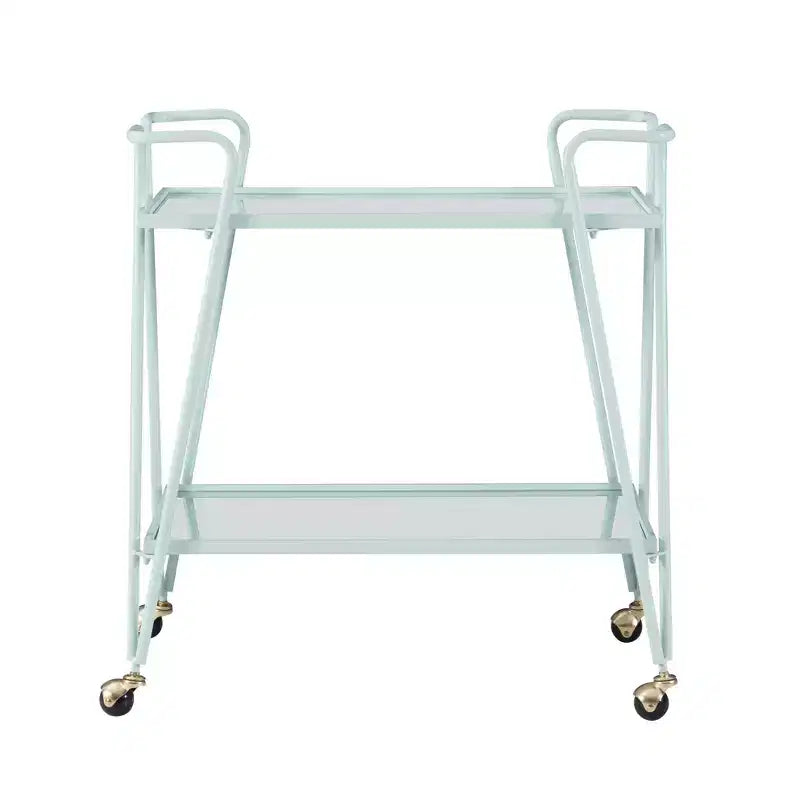 Carrello Bar Moderno di Metà Secolo – Carrello Portabevande con Ruote, Portabottiglie e Ripiani