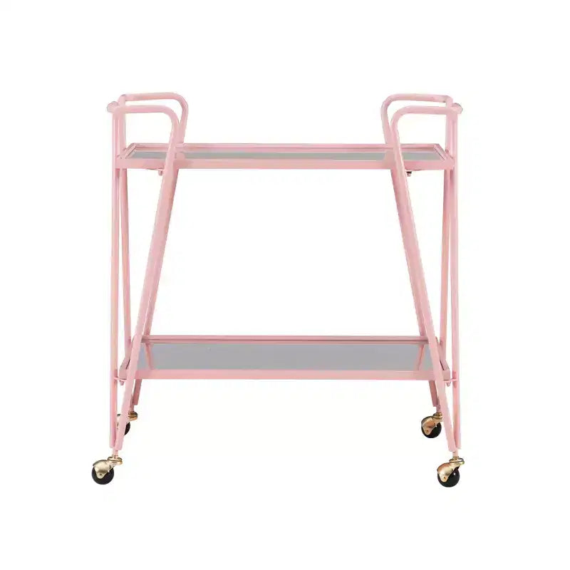 Carrello Bar Moderno di Metà Secolo – Carrello Portabevande con Ruote, Portabottiglie e Ripiani