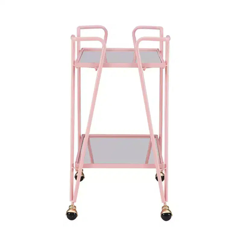 Carrello Bar Moderno di Metà Secolo – Carrello Portabevande con Ruote, Portabottiglie e Ripiani