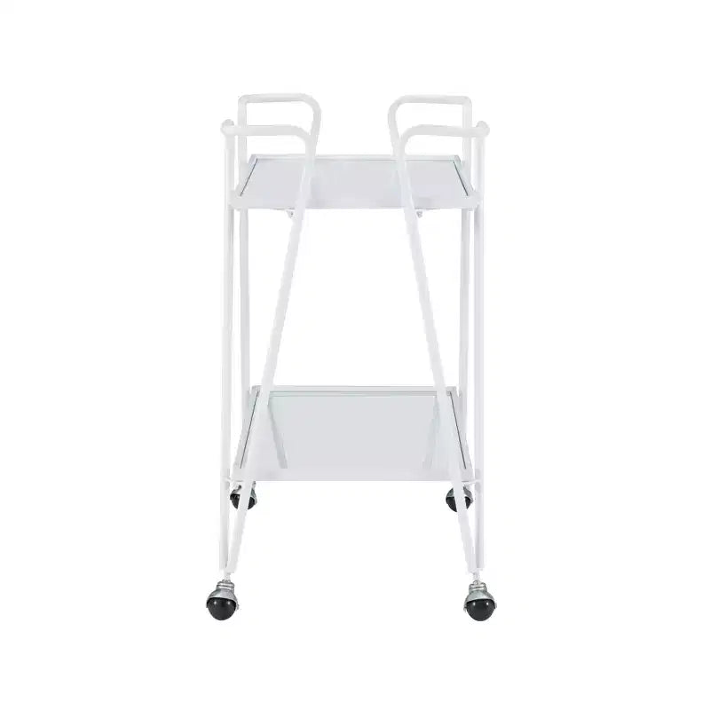 Carrello Bar Moderno di Metà Secolo – Carrello Portabevande con Ruote, Portabottiglie e Ripiani