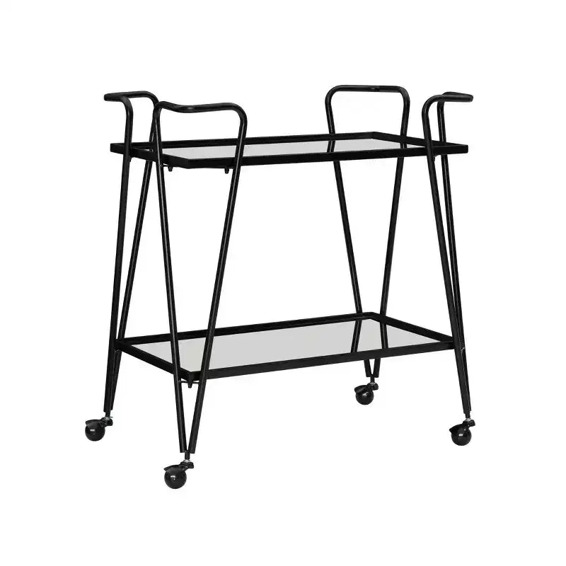 Carrello Bar Moderno di Metà Secolo – Carrello Portabevande con Ruote, Portabottiglie e Ripiani