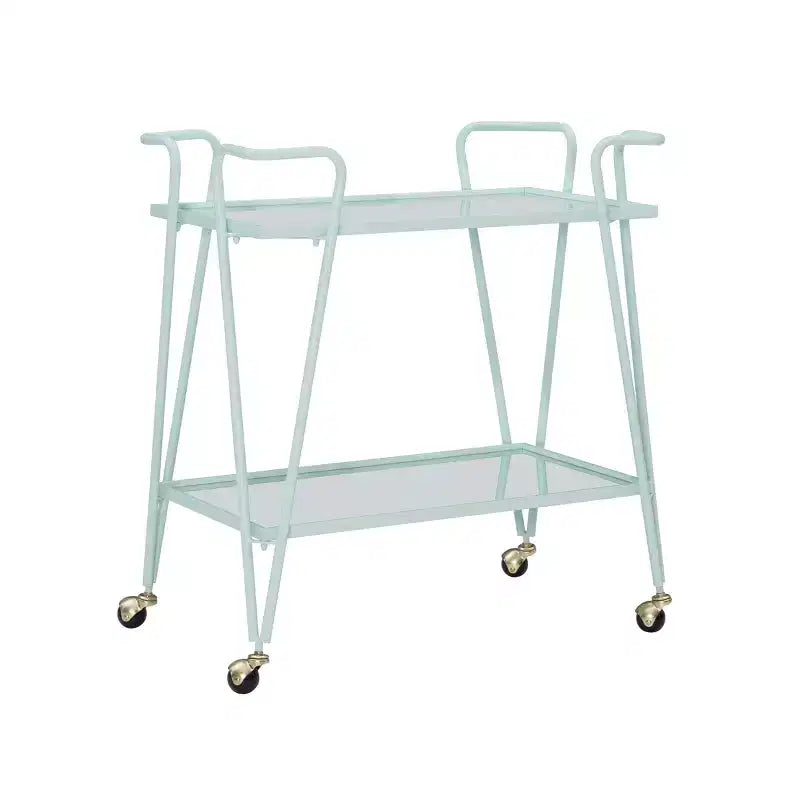 Carrello Bar Moderno di Metà Secolo – Carrello Portabevande con Ruote, Portabottiglie e Ripiani