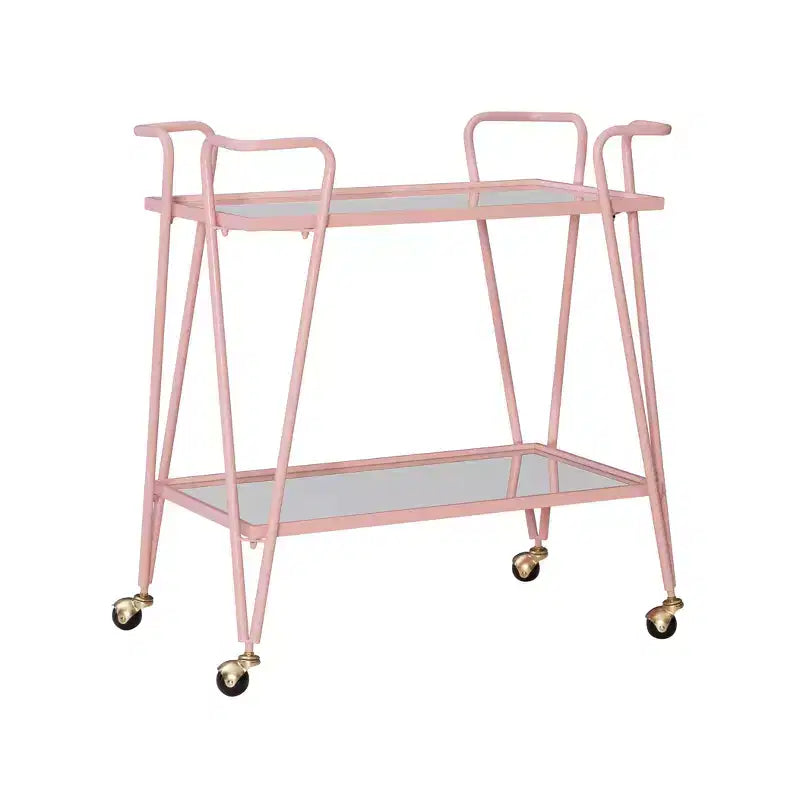Carrello Bar Moderno di Metà Secolo – Carrello Portabevande con Ruote, Portabottiglie e Ripiani