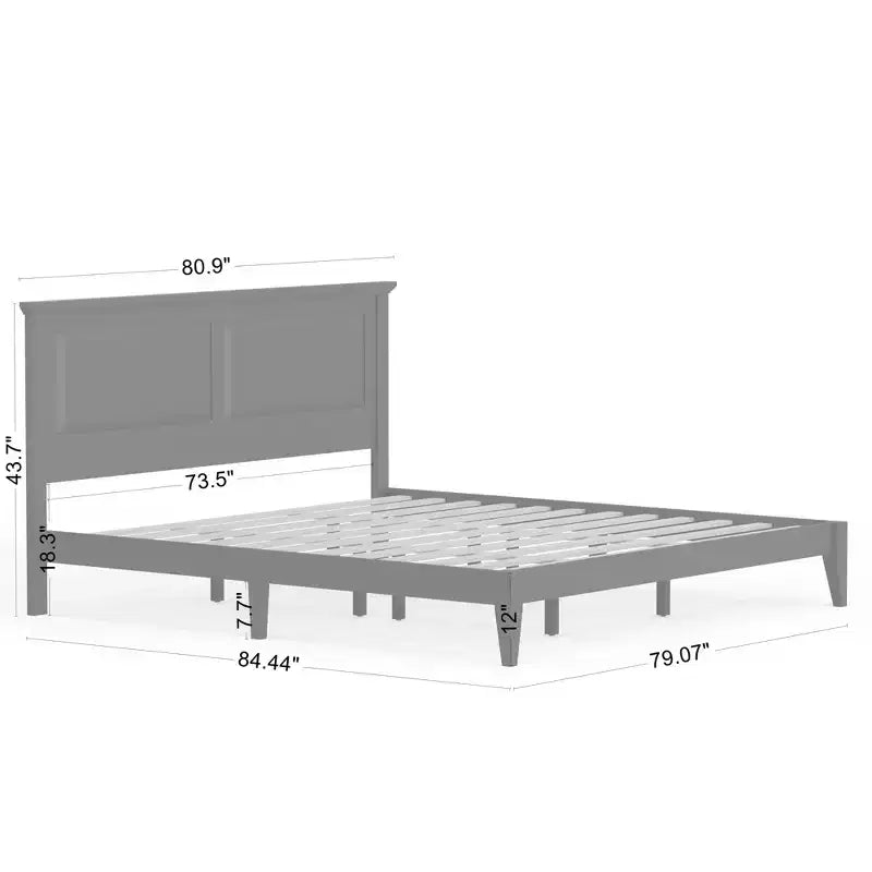 Letto a piattaforma in legno massello stile cottage – Singolo, Matrimoniale, Queen, King