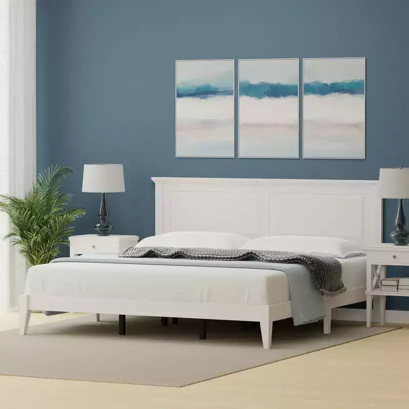 Letto a piattaforma in legno massello stile cottage – Singolo, Matrimoniale, Queen, King