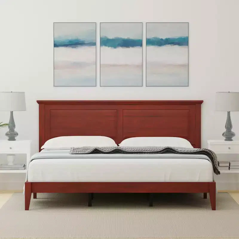 Letto a piattaforma in legno massello stile cottage – Singolo, Matrimoniale, Queen, King