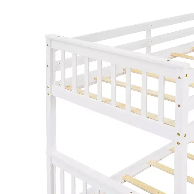 Letto a castello singolo sopra piazza e mezza con scaletta integrata e cassetti – Grigio, Noce, Bianco
