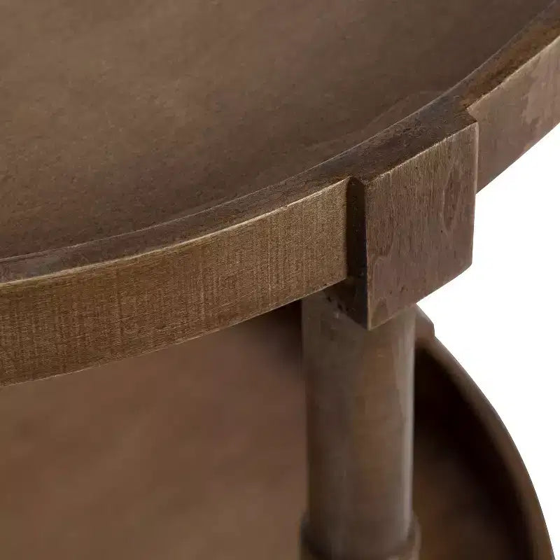 Tavolino rotondo in legno con ripiano inferiore – Tavolino d'appoggio compatto