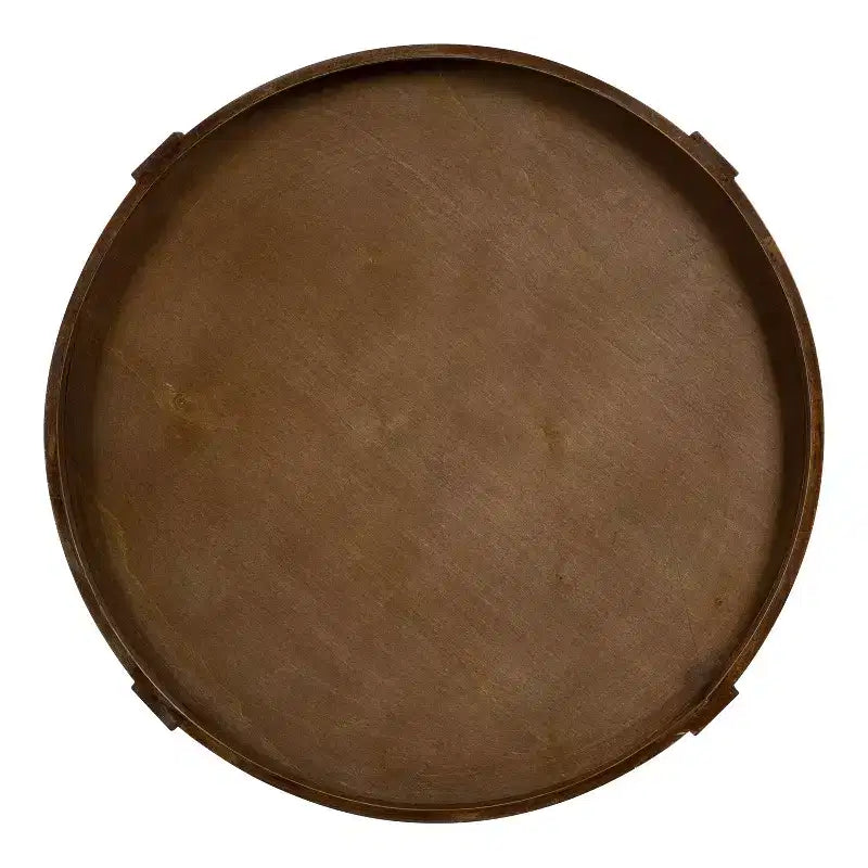 Tavolino rotondo in legno con ripiano inferiore – Tavolino d'appoggio compatto