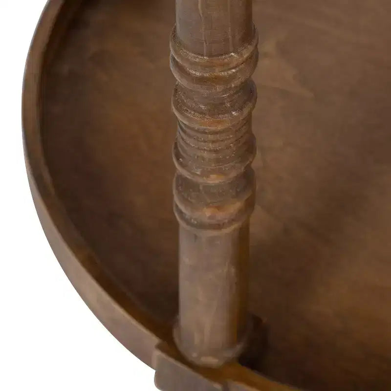 Tavolino rotondo in legno con ripiano inferiore – Tavolino d'appoggio compatto